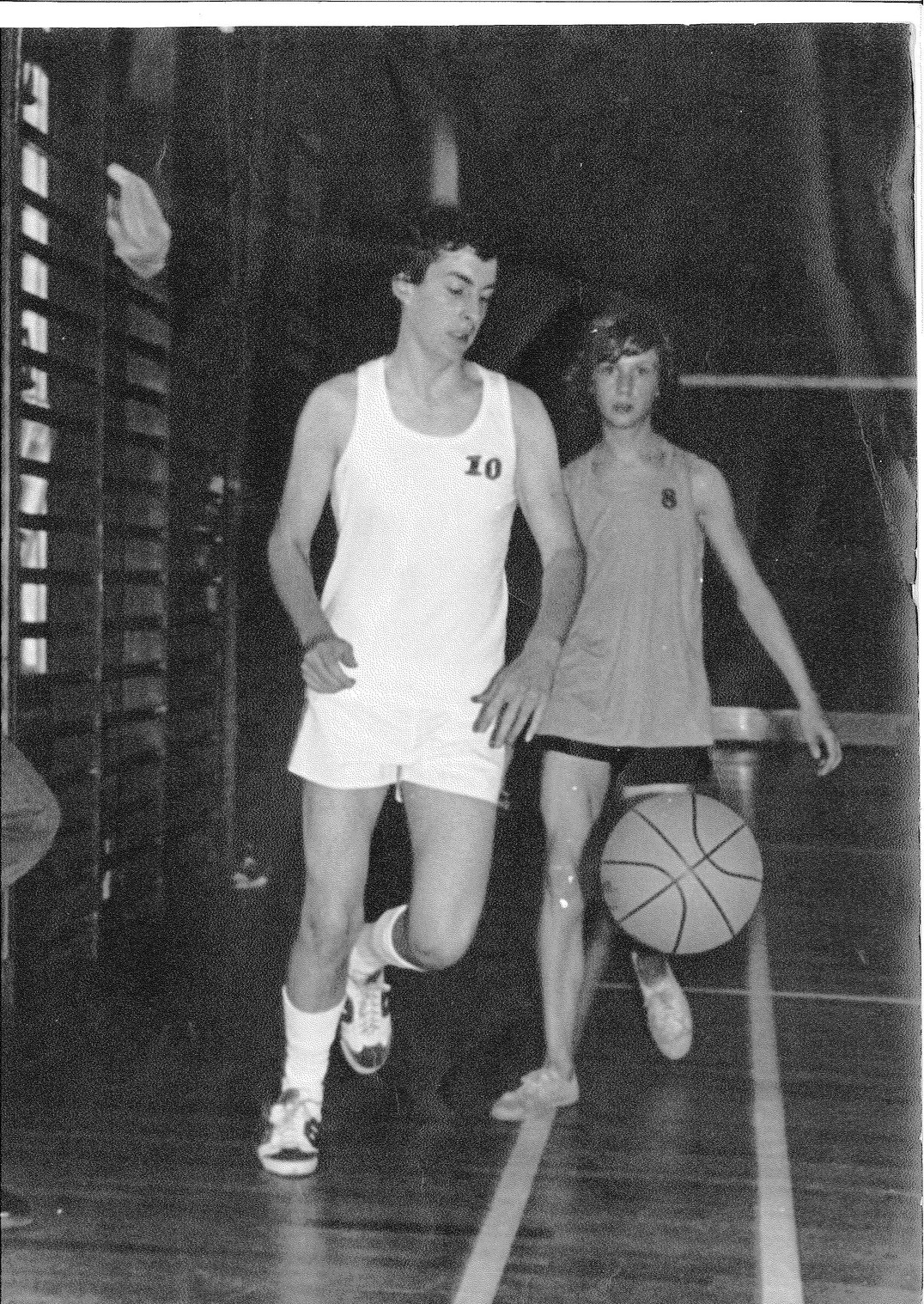 Keith Cudlip chases Ron Hand in the 1978 Basketball Marathon Charity Match